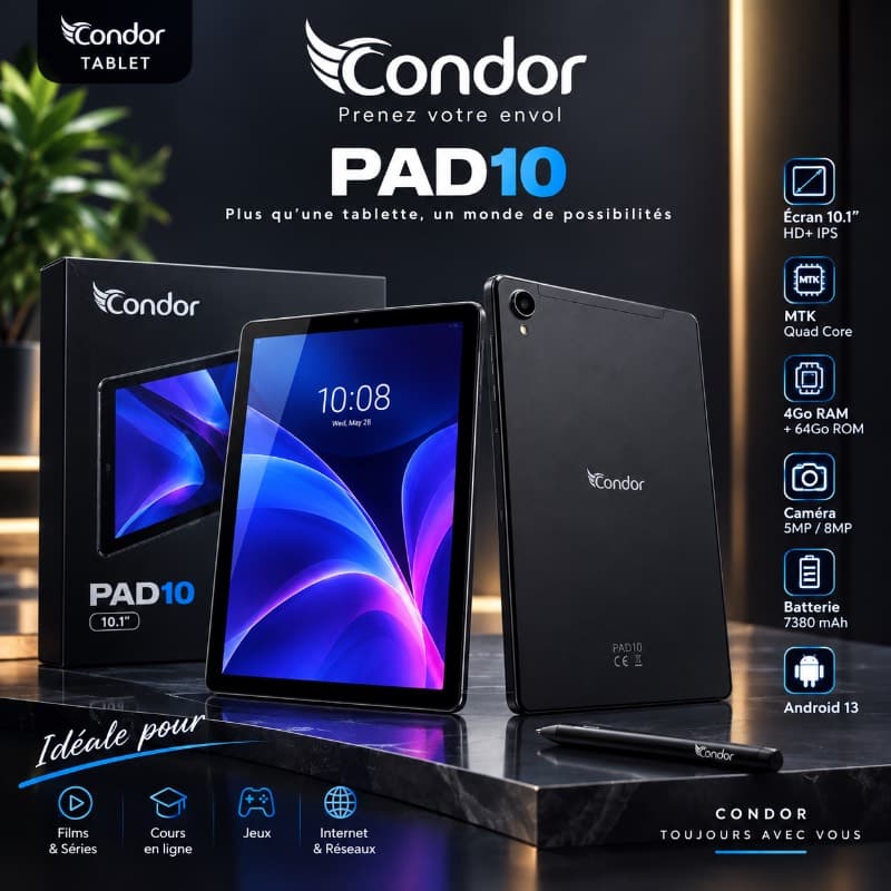 Condor Pad 10 4+4-64Gb Noir