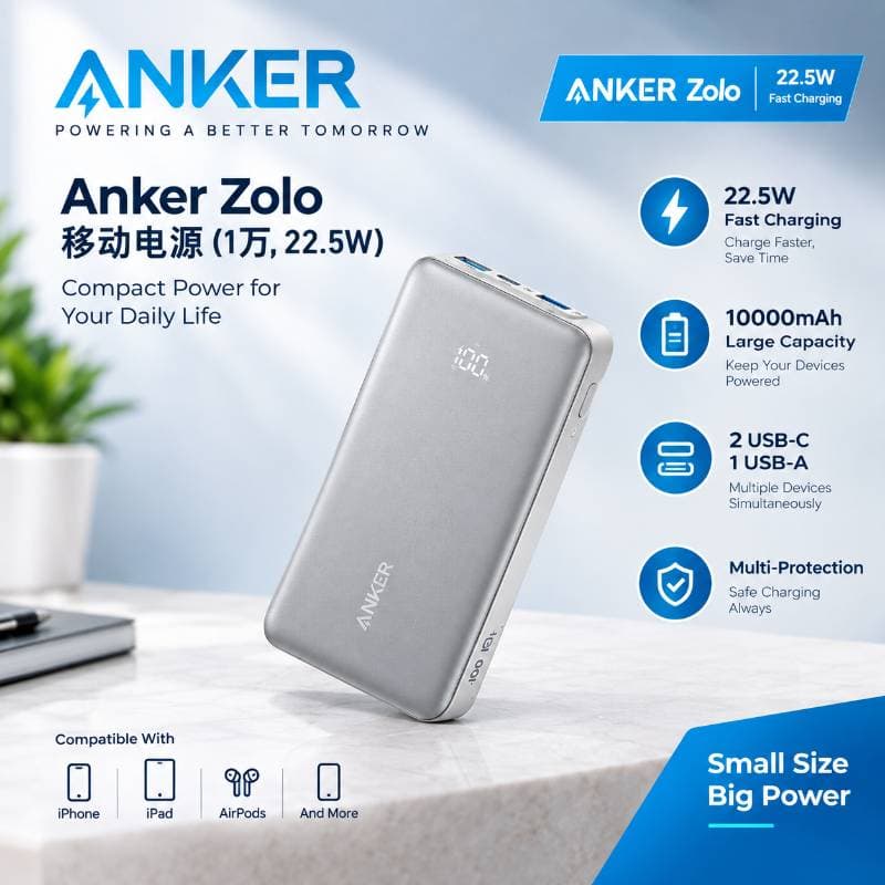 Anker Power Bank 10000mAh 22.5W A110DP21