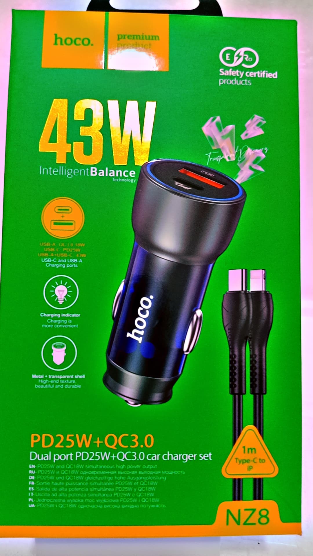 Hoco Chargeur Auto 43W Type C To Iphone NZ8